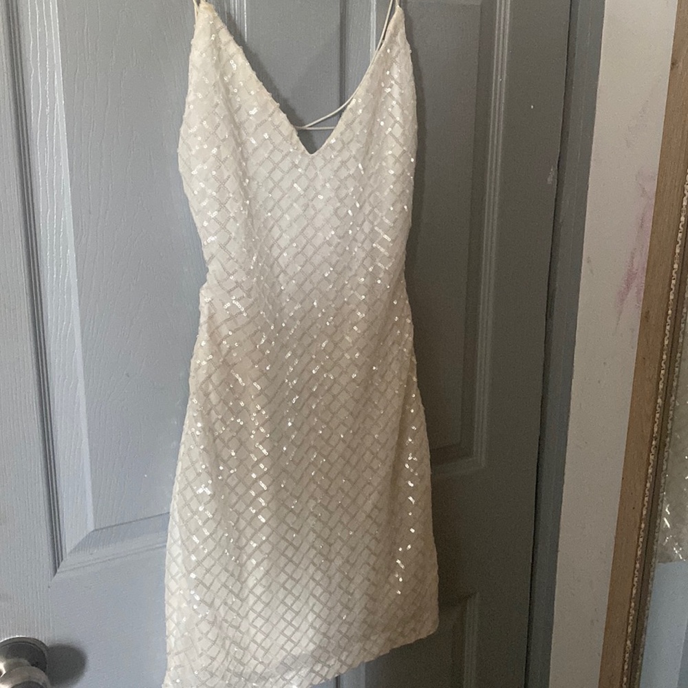 White sparkly mini dress